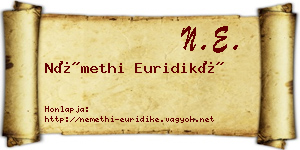 Némethi Euridiké névjegykártya
